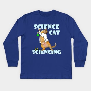 Science Cat is Sciencing Kids Long Sleeve T-Shirt
